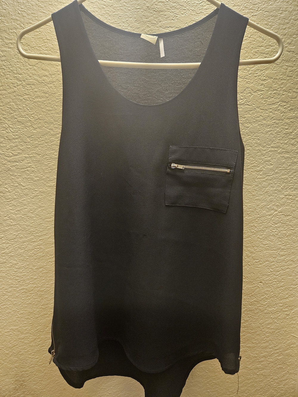Paper Crane Navy Bkue Sleeveless Tank with Zip Pocket Ziper Sides
